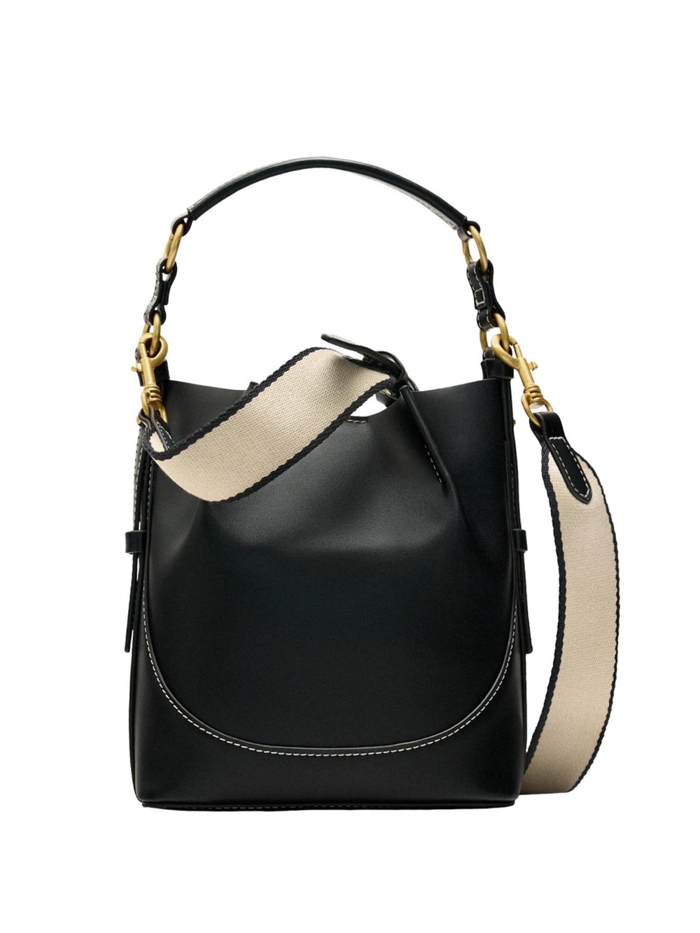 ZARA TOPSTITCHED BUCKET BAG